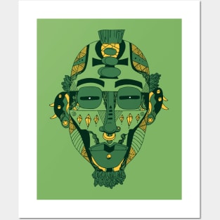 Forrest Green African Mask 5 Posters and Art